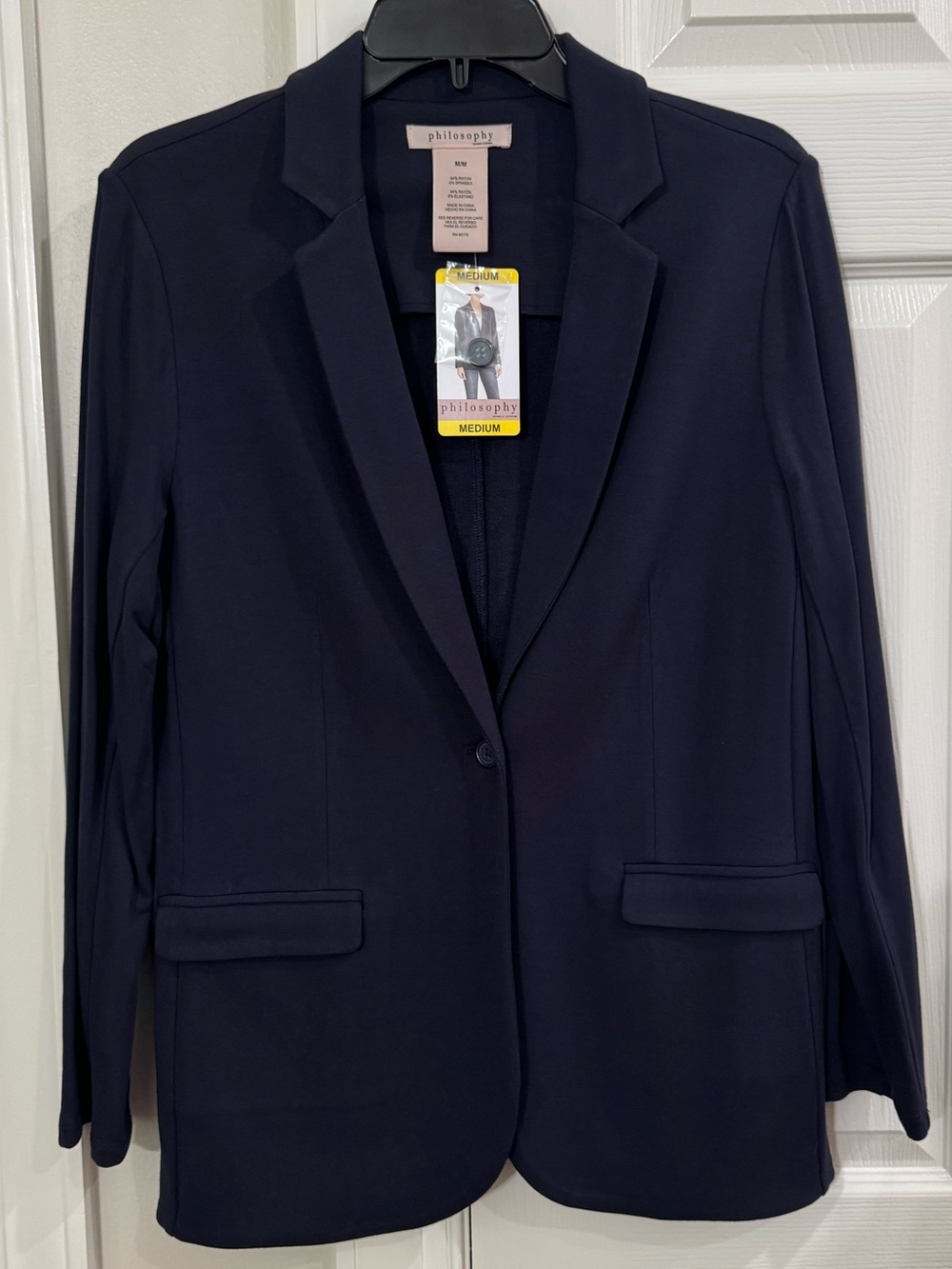 Philosophy Navy Single-Button Ponte Blazer